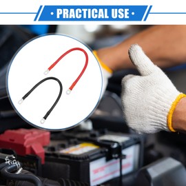 VekAuto 1 Pair Copper Battery Inverter Cables, 6 AWG Gauge 1ft Battery Cable Universal for Car Vehicle RV Solar Application Durable Pure Copper Black Red with 5/16" Ring
