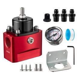 EVIL ENERGY Fuel Pressure Regulator Carburetor 4.5-9PSI Adjustable Pressure Range, 3/8" NPT Bypass Return Fuel Regulator for Carburetor with Gauge and Fitting Red