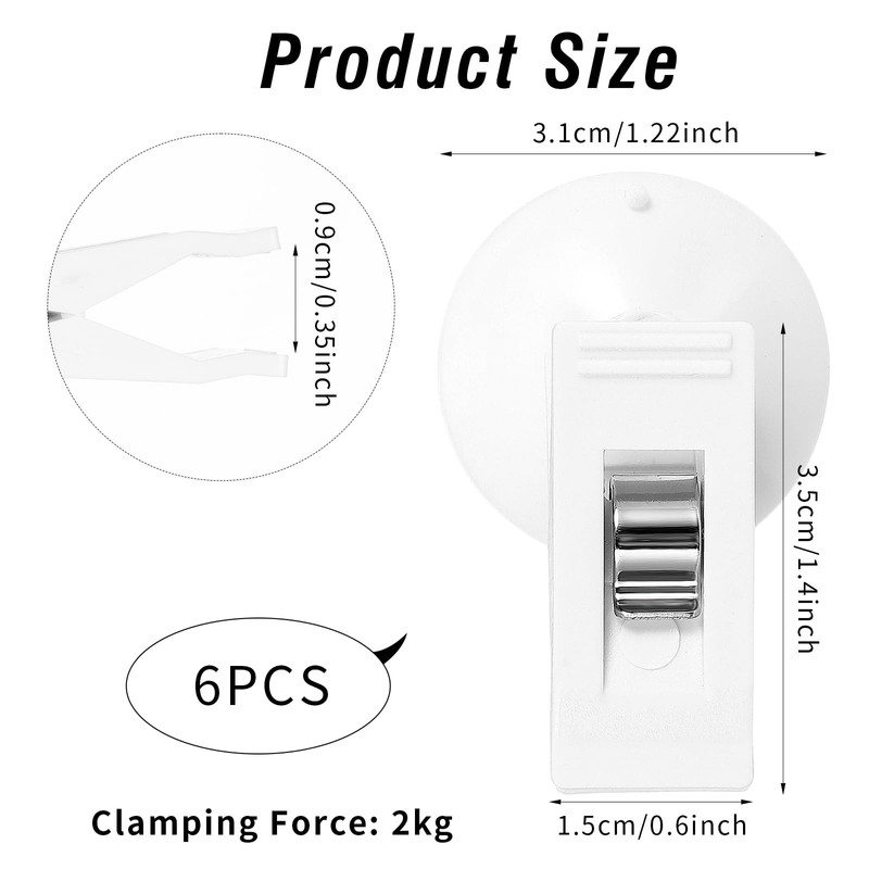Dplolng 6 Pcs Shower Curtain Suction Cups,Shower Curtain Clips with