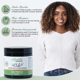 Roselle Naturals Chebe Leave-In Conditioner, Moisturizing, Hair Growth and Repair Made with Chebe Powder, Chebe Oil and Rosemary Essential Oil (8oz)