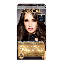 L'Oreal Paris Superior Preference Permanent Hair Color, 4 Brown, 100% Grey Coverage, Hair Dye, 1 EA (Packaging May Vary)