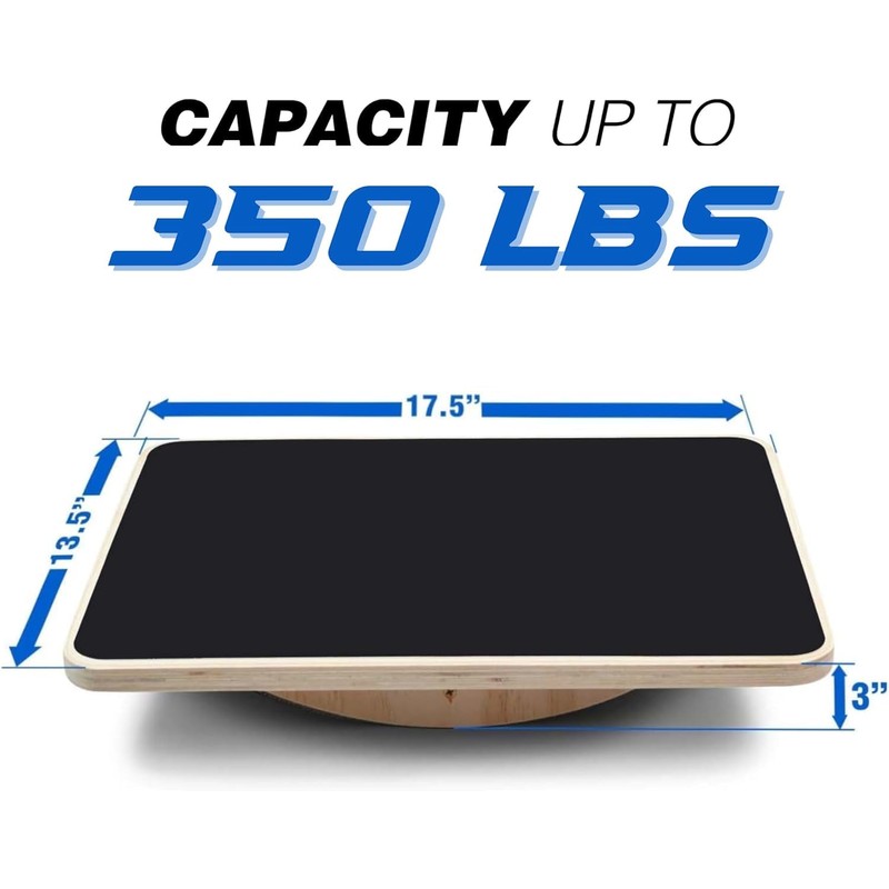 17.5” Wooden Rocker Board for Balance Exercises (Black)