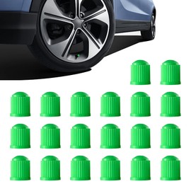 Zikefest 20PCS Tire Valve Stem Caps, Plastic Tyre Air Valve Caps with O Rubber Seal, Dust-proof Airtight Automotive Exterior Accessories, Universal for Car, Motorbike, Trucks, Bike, Bicycle (Green)