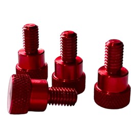 PrecisionGeek Aluminium Knurled Screws M6 x 10 mm Red L-22 mm (Pack of 4)