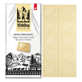 Milkboy Swiss Chocolates - Premium White Bar with Bourbon Vanilla - Made in Switzerland - Gluten Free, Non-GMO, Kosher, 3.5 oz
