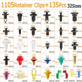 Einesin EINESIN Car Push Retainer Clips & Auto Fasteners Assortment, Plastic Push Pin Rivets Expansion Screws Replacement Most Popular Sizes Auto Push Pin Rivets Set -Door Trim Panel Fender Clips (1240)