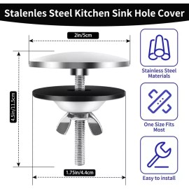 Faucet 2 Inch Kitchen Sink Hole Covers, Faucet Hole Cover Stainless Steel Wash Basin