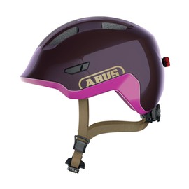 ABUS Smiley 3.0 ACE LED Children's Helmet – Bicycle Helmet with Light – Deep Fit & Space for a Braid – for Girls and Boys – Shiny Purple, Size M