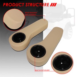 Auto Dynasty Rear Seat Armrest Cushion with Cup Holder Universal Compatible with EZGO Club Car Yamaha Golf Carts, Brown