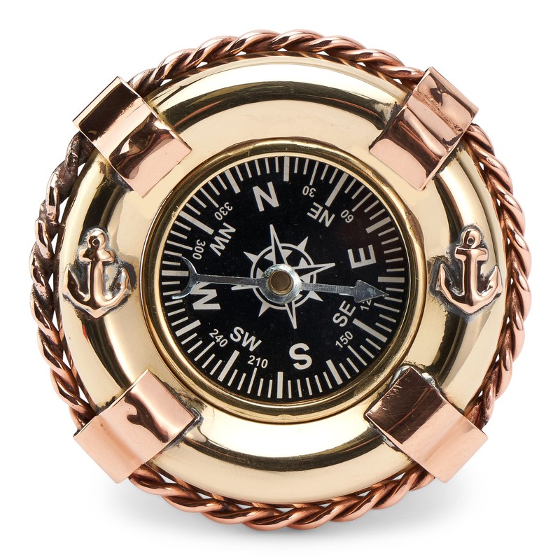 NKlaus Maritime 6.5 cm Compass Lifebuoy Brass Gold and Copper