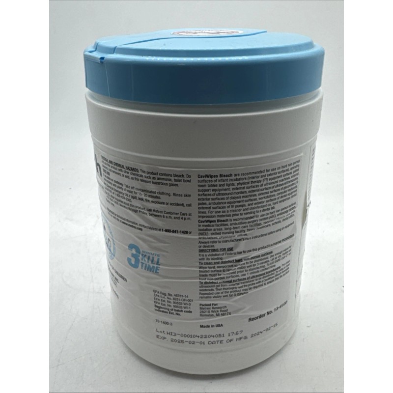 CaviWipes Bleach Towelettes (6" x 10.5") 90/Can