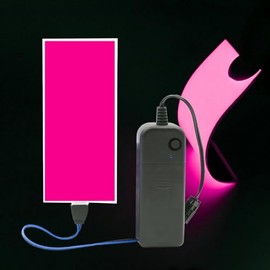 Electroluminescent El Sheet Light - 3Modes Stay on/Slow Flash/Fast Strobe, 12x 5 cm DIY Neon Panel Cuttable Back Luminescent Light Battery Box Powered for Cosplay Handcraft Decoration (Pink)