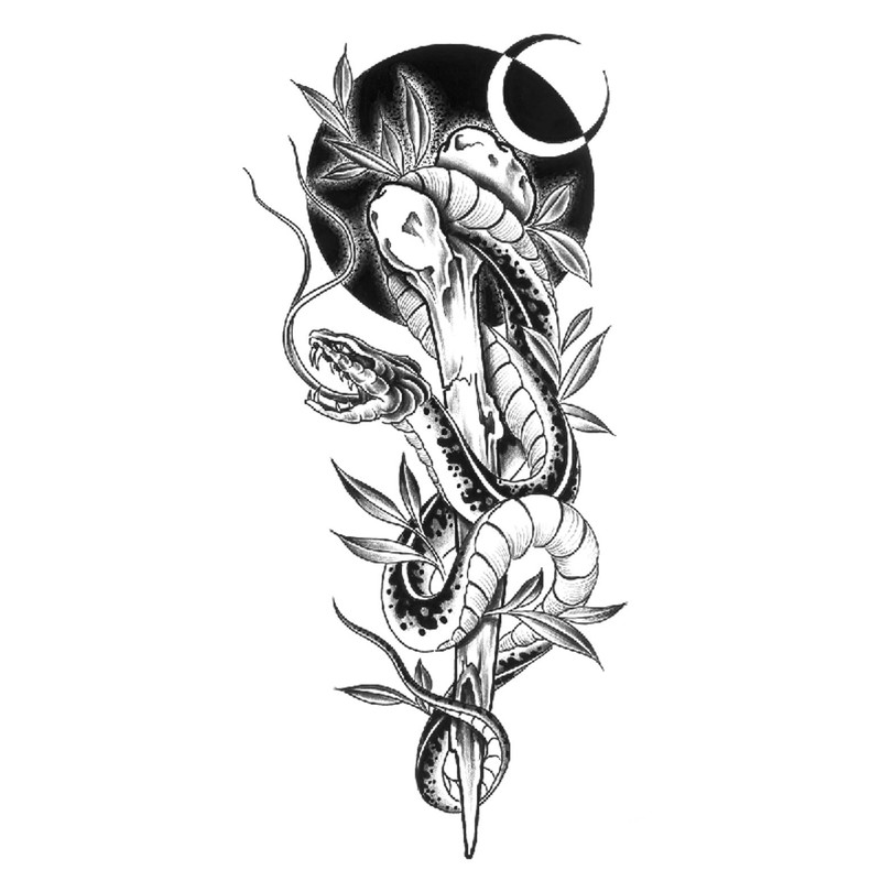 6 Blätter Temporäres Cobra Tattoo Schlange Tattoos Arm Tattoo Cobra6