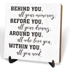 Behind You All Your Memories,Graduation Quote Wood Sign,Graduation Party Decorations,Table Toppers,Artwork Home Shelf Wall Decoration,Grad Gift,Inspirational Gift for Grads,Graduation Party Sign,B1