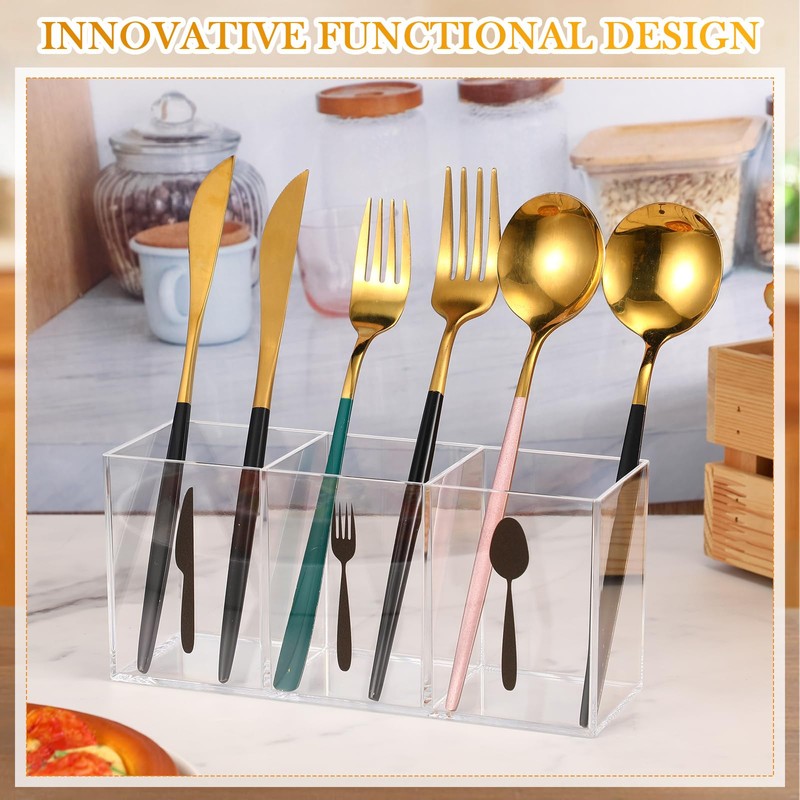 Suzile Acrylic Cutlery Storage Organizer Bin Silverware Caddy Countertop Knife