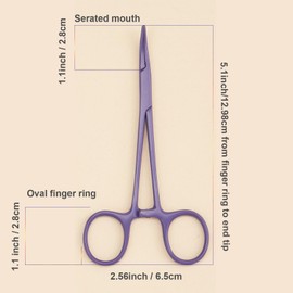 Chi-buy Pets ears/nose hair Puller Straight & Curved full serrated, stainless steel Home Hemostat Locking Forceps, Professional pet grooming tool for cats & dogs 2pcs set （purple）