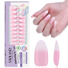 SAVILAND PRESS ON Nail: 160pcs French Gel Nail Tips Medium Almond French Tips Full Cover Fake Nails Pink White Gradient Nail Press On Fake Nail Tips Soft Gel x Nail Tips DIY Nail Extensions for Nail