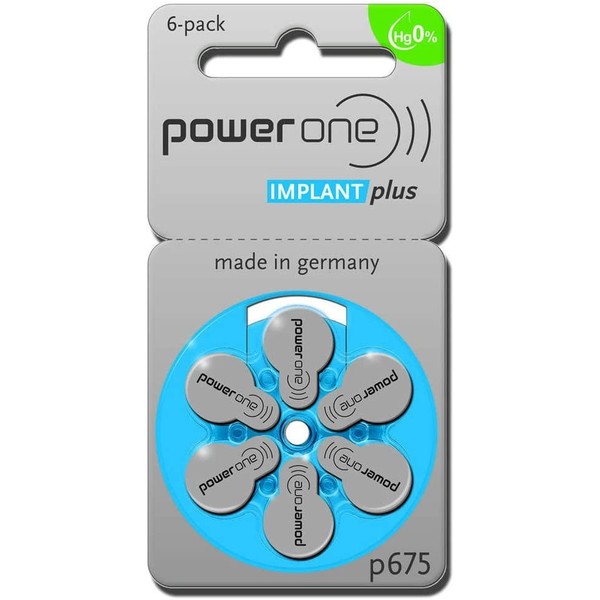 PowerOne Cochlear Implant 675 Batteries. 5, 60-Packs, Total 300 Batteries