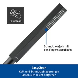 Duravit Water-Saving Shower Head with Rain Jet Type, Square Shower Head, Hand Shower with Water-Saving MinusFlow Function, Easy to Clean, Matt Black