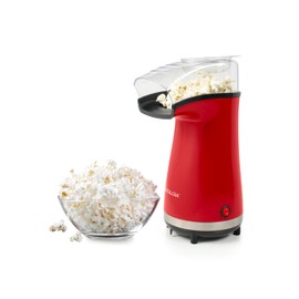 Nostalgia 16 Cup Hot Air Popcorn Maker | Makes Hot, Healthy Popcorn, No Oil Needed | Measuring Cap for Kernels Included | Stainless Steel | Red