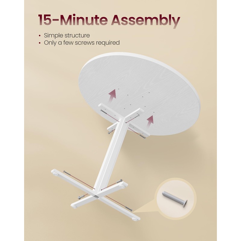 VASAGLE Dining Table, Small Round Kitchen Table for 4 People,