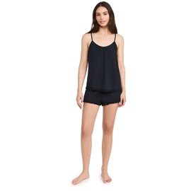 Eberjey Women's Gisele Tencel Modal Cami & Short PJ Set, Black, L