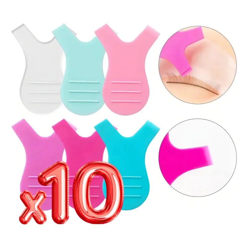 Kit Cepillos Lifting Peine Silicona Pestañas Forma Y 10pzas