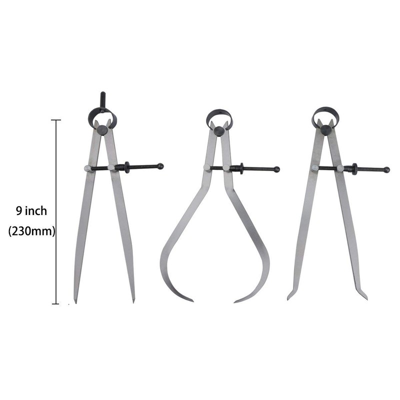 MIKIMIQI Spring Inside Outside Divider Caliper Set Measures 8 inch