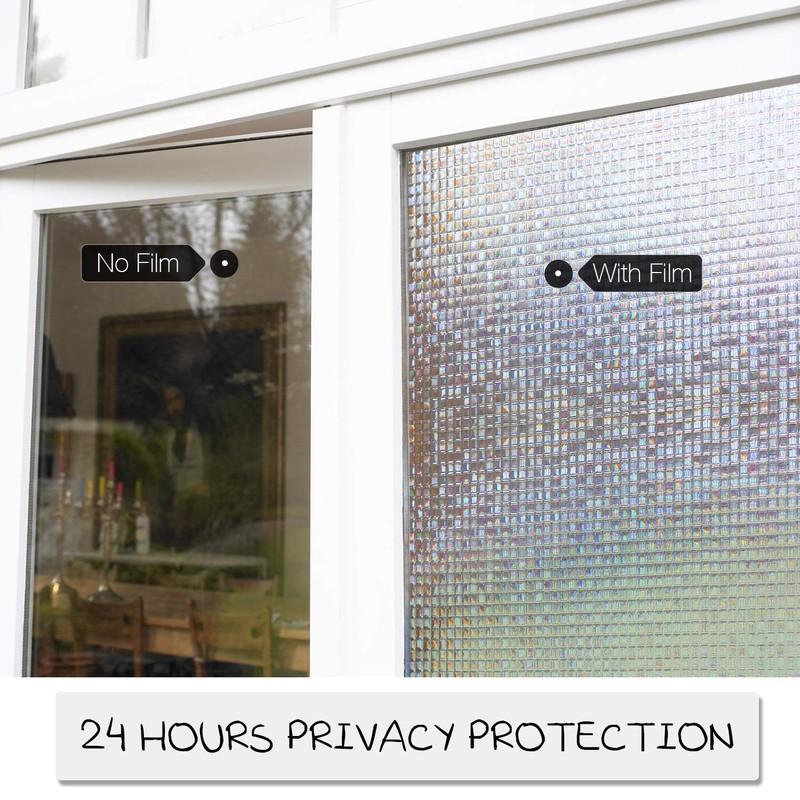 HIDBEA 3D Decorative Window Privacy Film Non-Adhesive Heat Control UV
