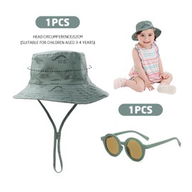1 Piece Cartoon Sun Hat, with 1 Piece Sunglasses, Sun Protection Set for Children, Breathable Sun Hat, Adjustable Fishing Hat, Outdoor Sun Hat, Wide Brim Sun Hat