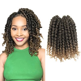 LOCSBYHAND 10 Inch Short Pre-looped/twisted Passion Twist Crochet Hair 4 Packs for Mixed-color Using (4 Packs, T27/Ombre Honey Blonde)