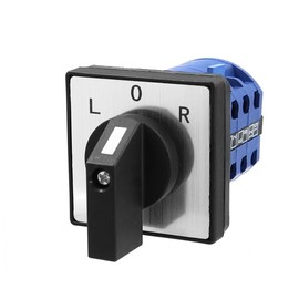 WITTKOWARE Cam Switch with Aluminium Front Plate (48 x 48 mm) and Rotary Knob, 230/400 V~, 20 A (Motor Turn Switch for Left/Right or Up/Down Applications, Labelling L/0/R)
