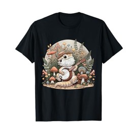 Funny Bearded Dragon Playing Banjo Cottagecore Graphic T-Shirt