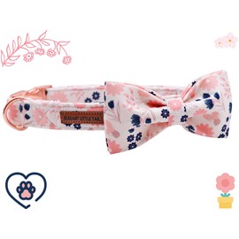 Elegant Little Tail Dog Collar - Soft Girl Bow Tie Collar, Floral Adjustable with Bow - Pet Collar Gift for Large es