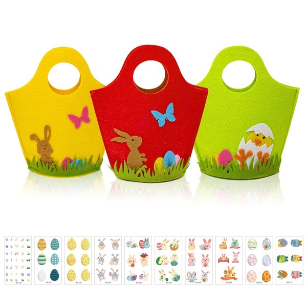 Pack of 13 Easter Baskets Felt Easter Bunnies, Easter Gift