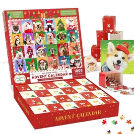 Puzzles Advent Calendar 2024 - Christmas Dog - 24 Days Jigsaw Puzzles Countdown to Christmas - 1008 Pieces Cute Xmas Postcards Puzzles as Christmas wall Decor for Adults Kids