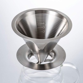 HARIO DMD-01-HSV Double Mesh Metal Dripper, 1-2 Cups, Hairline Silver