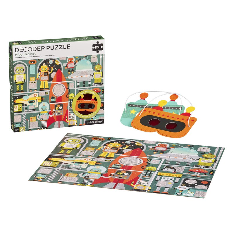 Petit Collage Robot Factory Decoder Children’s Puzzle, 100-Pieces – Jigsaw