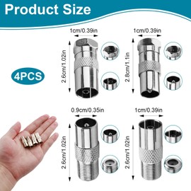 4 PCS TV Luftadapter f männliche/weibliche TV T V Koaxial Stecker Kit, Antennenstecker für T-V, SAT Kabel verbinder, Multimediadose adapter und digitale Geräte, langlebige Antennenkabel Verbinder