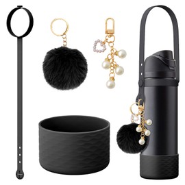 Silicone Boot Accessories Set for Owala Water Bottle 40 oz, Including Water Bottle Handle Strap, Boot, Silicone Ring, Plush Ball, Pearl key-chain