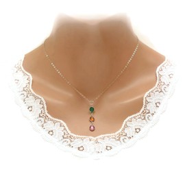 Mothers Day Jewelry, Vertical Birthstone Necklace, Mom Gifts, Mothers Necklace, Birthstone Jewelry, Mothers Day Gift, Sterling Silver Necklaces, Personalized Necklace