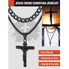 Black Crucifix Pendant Necklace for Men Jesus Christ Amulet Necklaces