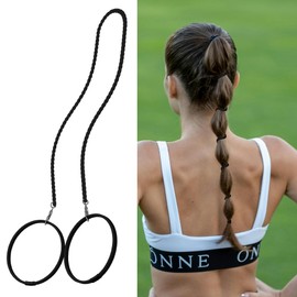 Sonnorel Hair Ties No Damage for Thick Hair, Colorful Elastic Hair Ties, Suitable for sea sports, Windproof, Braided Strong Ponytail Holders Hair rope 25" for Long Hair 1 pack (Black)