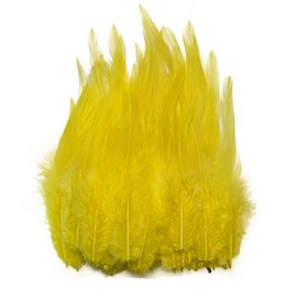 Happy Feather 100PCS Saddle Hackle Rooster Feather for Crafts, 5-7 inch Natural Pheasant Neck Feathers DIY Pendant Earrings Dream Catcher-Yellow