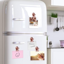 Navaris Fridge Magnet Clips Set - 15 x Magnetic Clip Fridge Magnets Very Strong with Clip - Decoration for Kitchen Magnetic Board Whiteboard Rose Gold