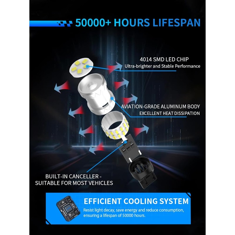 7443 7440 LED Brake Bulbs White, 7440 7441 7443 7444