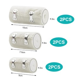 Pack of 6 Elastic Bandage Elastic Bandage Compression Bandages Elastic Bandage with Metal Clips Stretched Air Permeable for Wrists Ankle Knee for Sprain Injuries