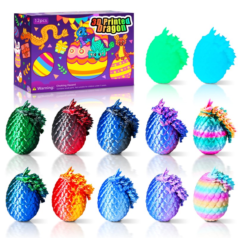 Impossmaker Impossmaker 12PCS 3D Printed Easter Dragon Eggs with 3D