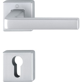 Dublin Handle Set on Rosette Square PZ, Chrome-Plated Aluminium Matt
