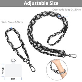 AULEEP 2pcs Cell Phone Lanyard, Crossbody Phone Lanyard Adjustable Lanyard for Phone, Universal Phone Lanyard Anti Theft Phone Neck Lanyard Cell Phone Lanyard Wrist Strap for Women Men (Black)